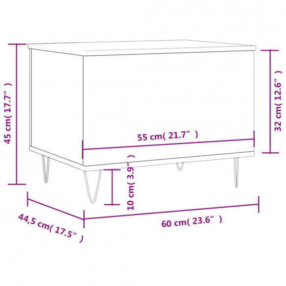 Table basse Blanc brillant 60x44,5x45 cm Bois d'ingénierie