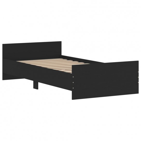 Cadre de lit noir 90x200 cm bois d'ingénierie