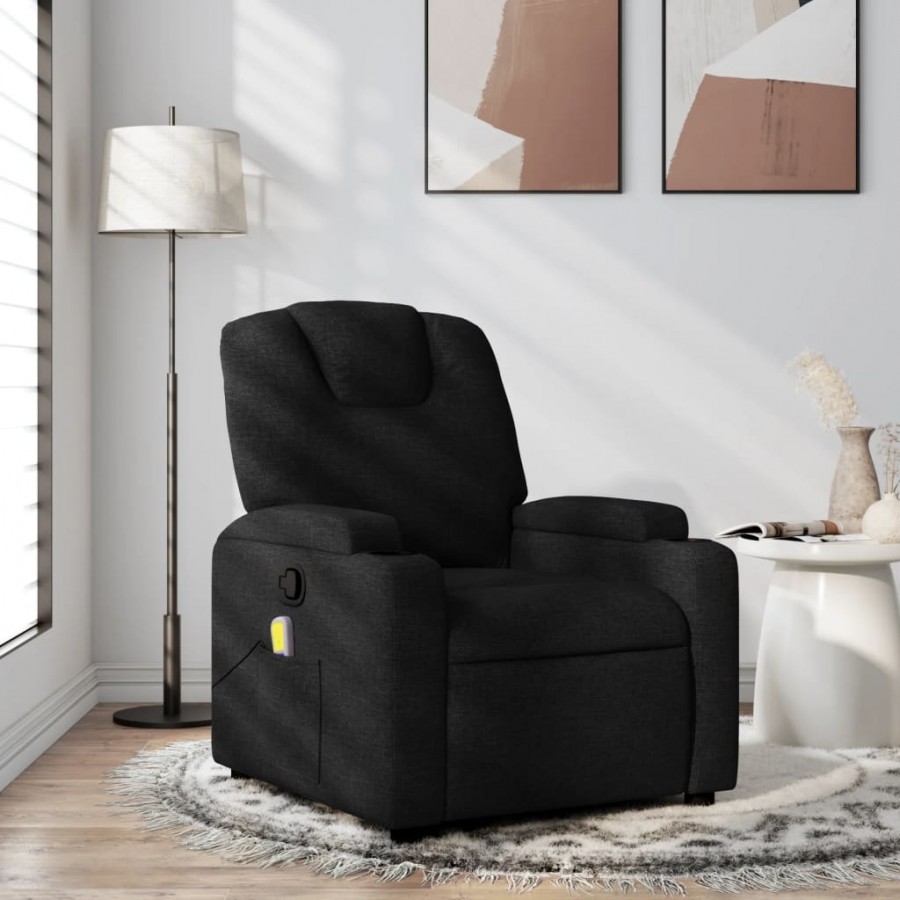 Fauteuil de massage inclinable Noir Tissu