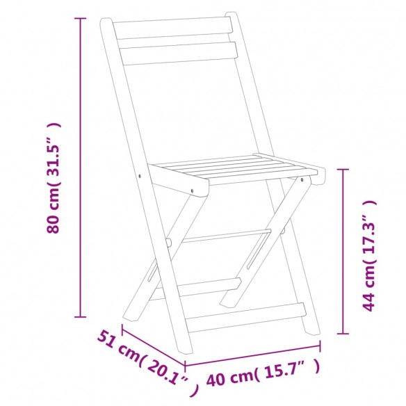 Chaises de bistrot pliantes lot de 4 bois d'acacia solide