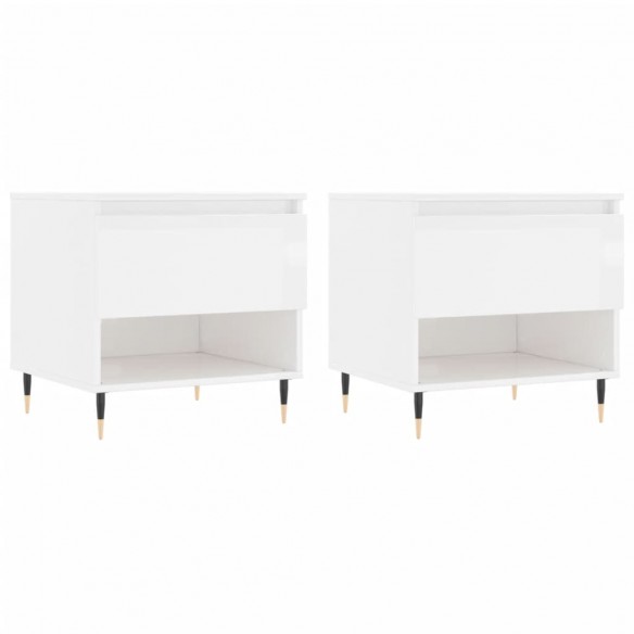 Tables basses 2 pcs blanc brillant 50x46x50cm bois d'ingénierie