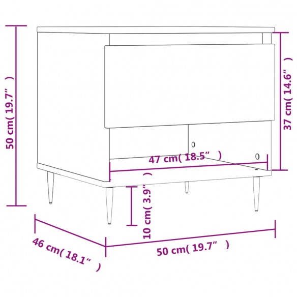 Table basse sonoma gris 50x46x50 cm bois d'ingénierie