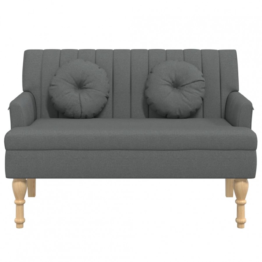 Banc avec coussins gris foncé 113x64,5x75,5 cm tissu