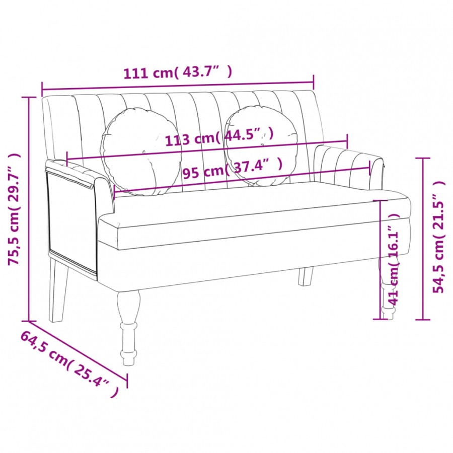 Banc avec coussins gris foncé 113x64,5x75,5 cm tissu