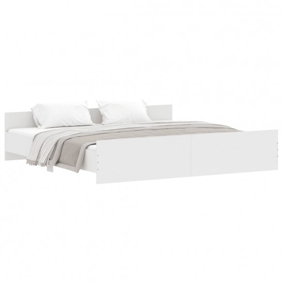 Cadre de lit avec tête de lit/pied de lit blanc 200x200 cm