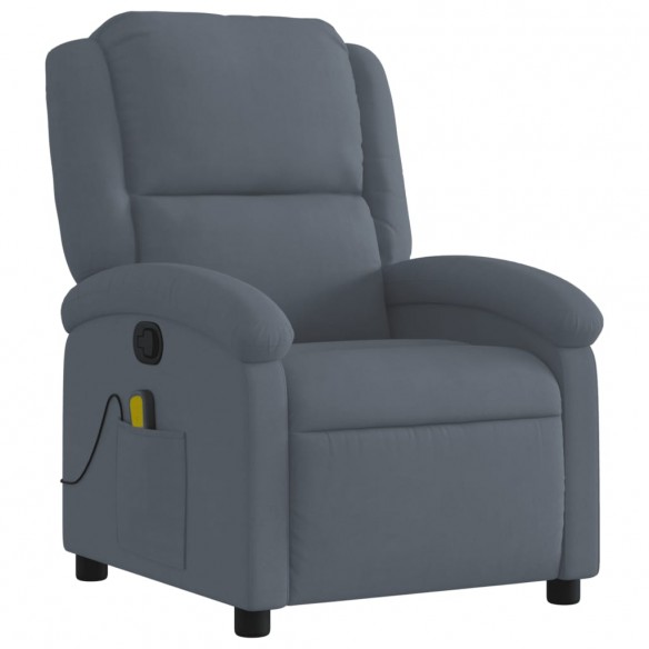 Fauteuil de massage inclinable gris foncé velours