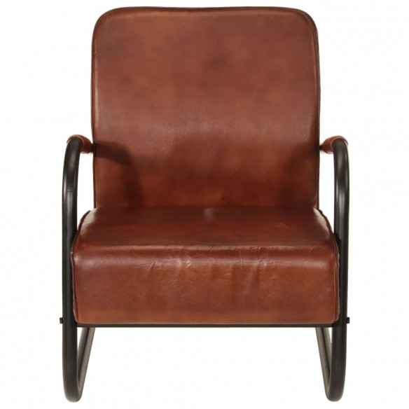 Fauteuil marron cuir véritable