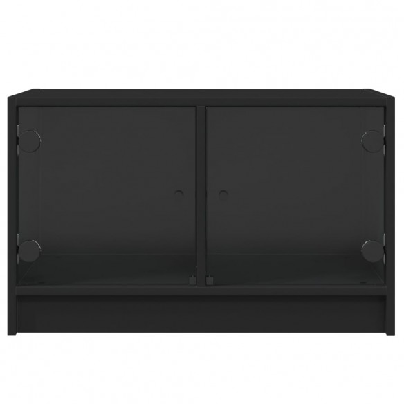 Meuble TV avec portes en verre noir 68x37x42 cm