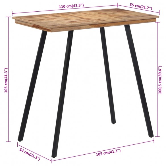 Table de bar 110x55x105 cm bois de teck solide