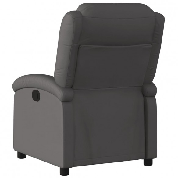 Fauteuil inclinable gris cuir véritable