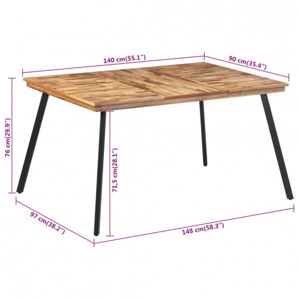 Table à manger 148x97x76 cm bois massif de teck