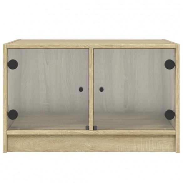 Table basse avec portes en verre chêne sonoma 68x50x42 cm