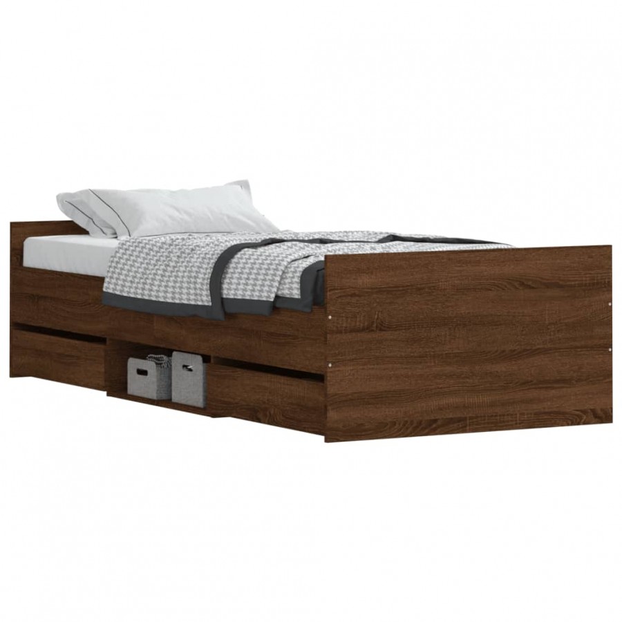 Cadre de lit tête de lit et pied de lit chêne marron 100x200 cm