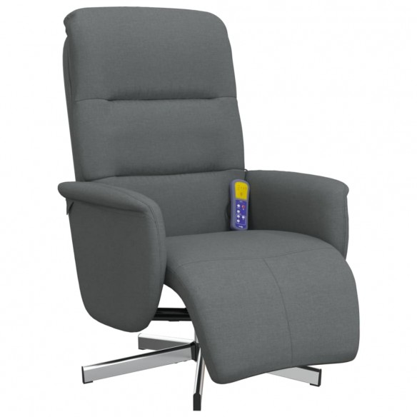 Fauteuil inclinable de massage et repose-pieds gris foncé tissu