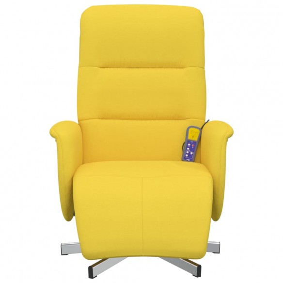 Fauteuil inclinable de massage repose-pieds jaune clair tissu