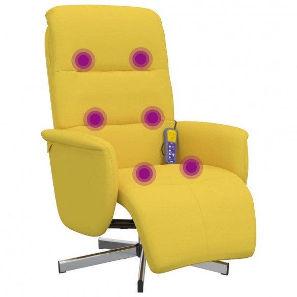 Fauteuil inclinable de massage repose-pieds jaune clair tissu