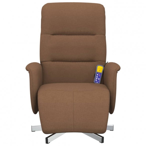 Fauteuil inclinable de massage avec repose-pieds marron tissu