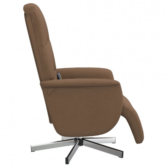 Fauteuil inclinable de massage avec repose-pieds marron tissu