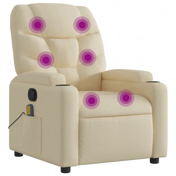 Fauteuil de massage inclinable Crème Tissu