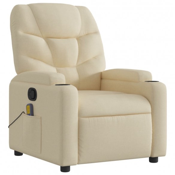 Fauteuil de massage inclinable Crème Tissu