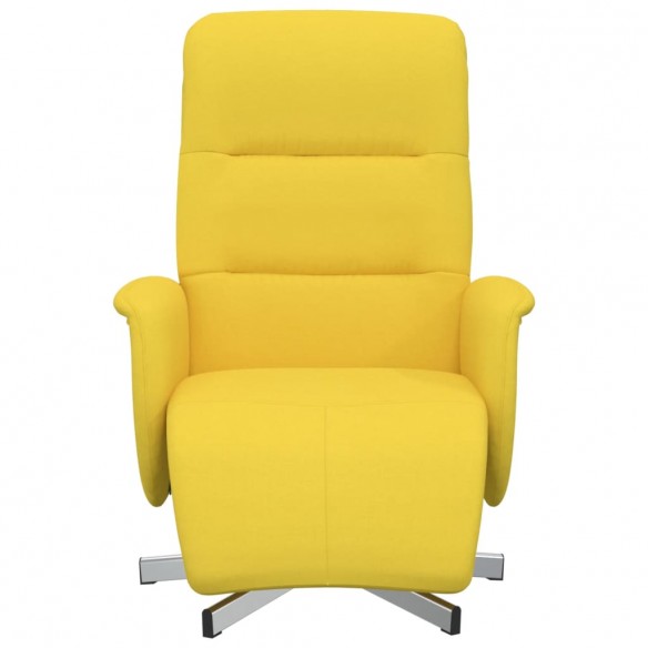 Fauteuil inclinable avec repose-pieds jaune clair tissu