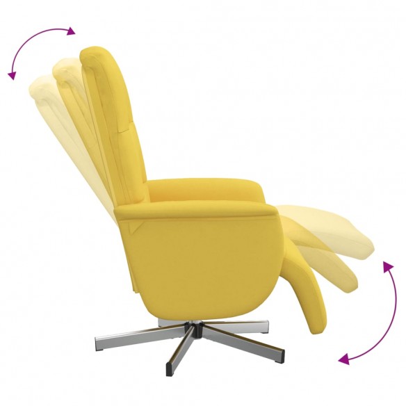 Fauteuil inclinable avec repose-pieds jaune clair tissu