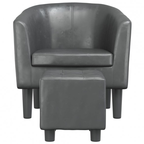 Fauteuil cabriolet avec repose-pied gris similicuir