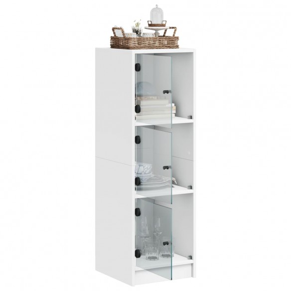 Buffet avec portes en verre blanc 35x37x109 cm