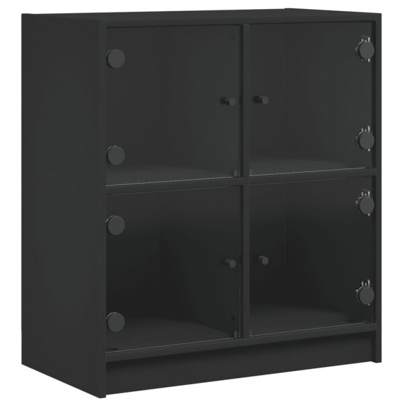 Armoire latérale avec portes en verre noir 68x37x75,5 cm