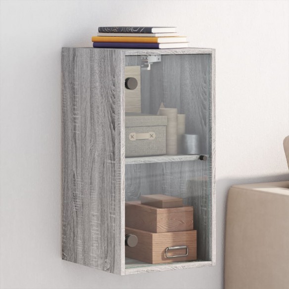 Armoire murale avec portes en verre sonoma gris 35x37x68,5 cm