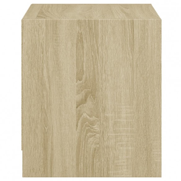 Table de chevet avec porte en verre chêne sonoma 35x37x42 cm