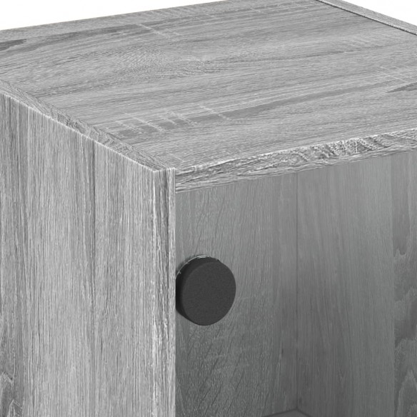 Table de chevet avec porte en verre sonoma gris 35x37x42 cm