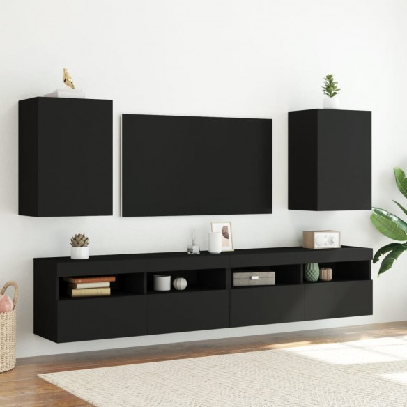 Meuble TV mural noir 40,5x30x60 cm bois d'ingénierie