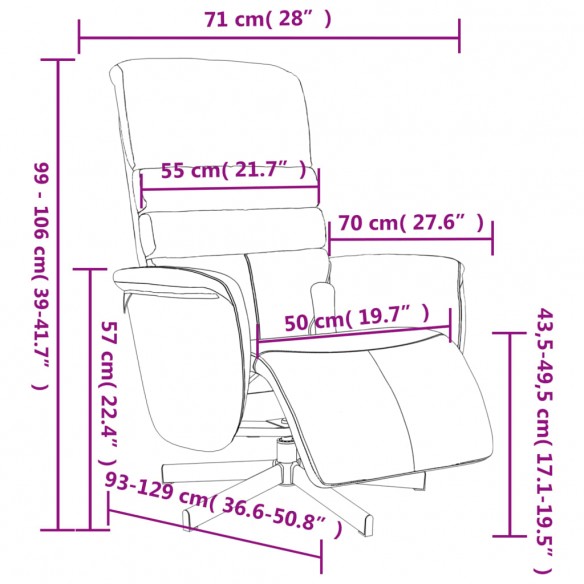 Fauteuil inclinable de massage repose-pieds cappuccino