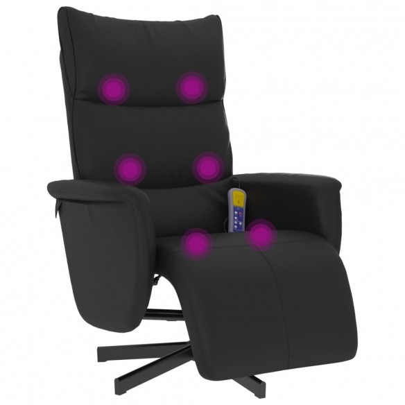 Fauteuil inclinable de massage repose-pieds noir similicuir