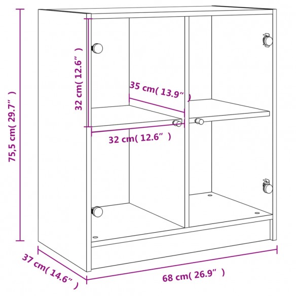 Armoire latérale avec portes en verre chêne sonoma 68x37x75,5cm