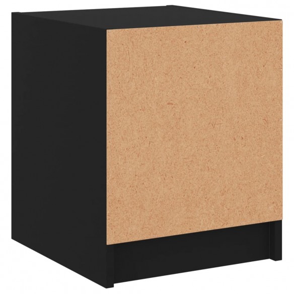 Table de chevet avec porte en verre noir 35x37x42 cm