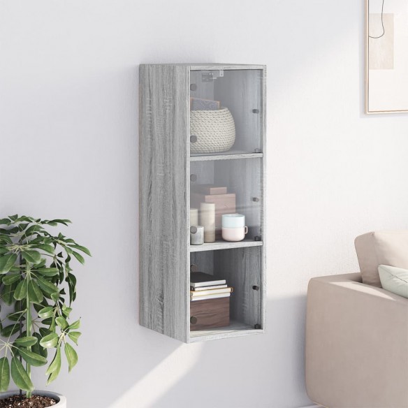 Armoire murale avec portes en verre sonoma gris 35x37x100 cm