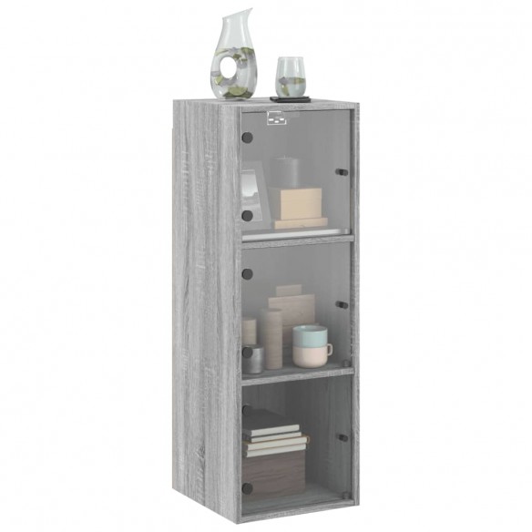 Armoire murale avec portes en verre sonoma gris 35x37x100 cm