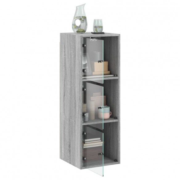 Armoire murale avec portes en verre sonoma gris 35x37x100 cm