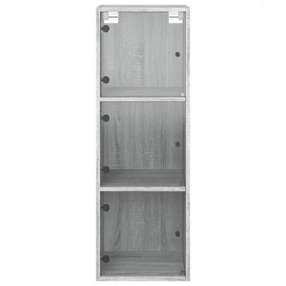 Armoire murale avec portes en verre sonoma gris 35x37x100 cm