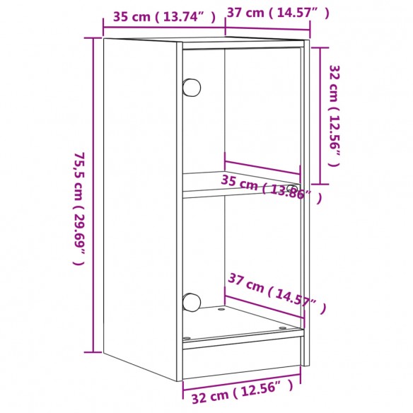 Armoire latérale avec portes en verre chêne sonoma 35x37x75,5cm