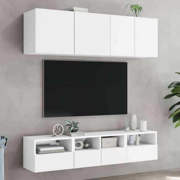Meubles TV muraux 2 pcs blanc 40x30x30 cm bois d'ingénierie