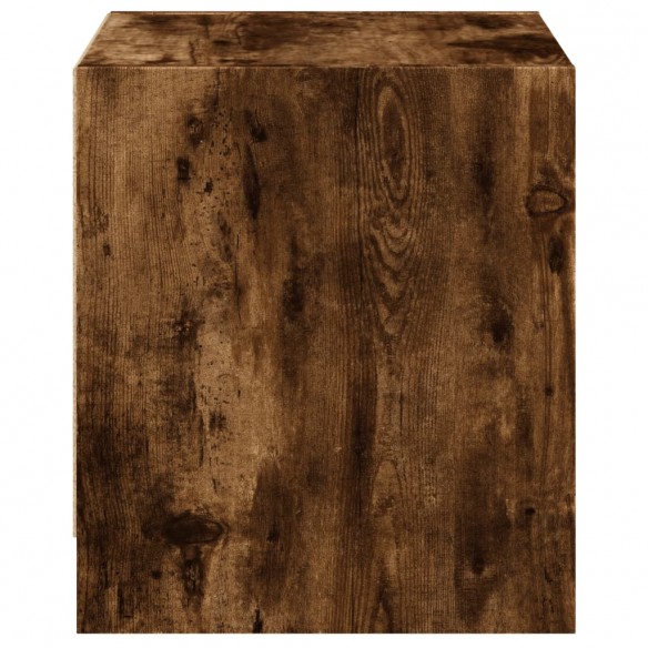 Table de chevet avec porte en verre chêne fumé 35x37x42 cm