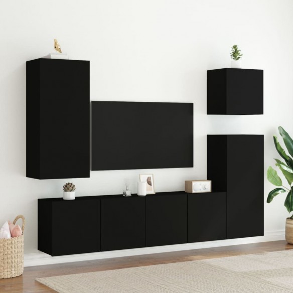 Meuble TV mural noir 40,5x30x90 cm bois d'ingénierie