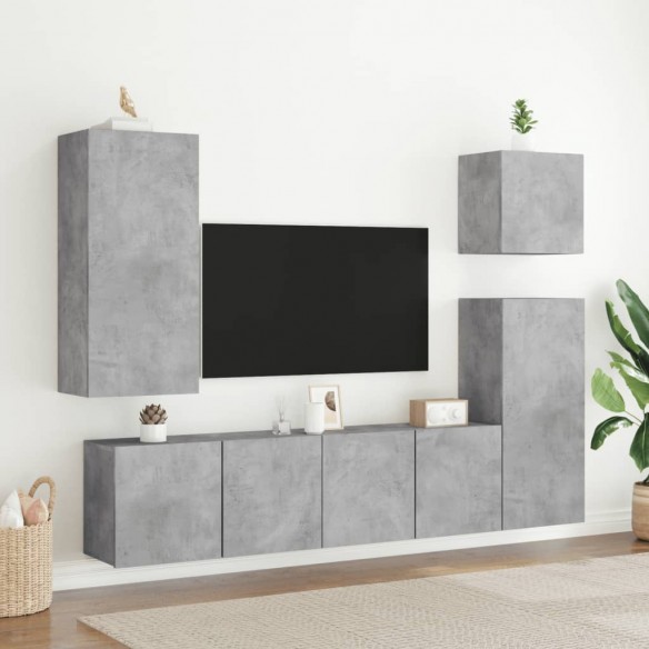Meuble TV mural gris béton 40,5x30x90 cm bois d'ingénierie