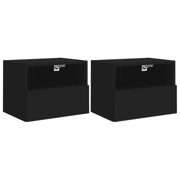 Meubles TV muraux 2 pcs noir 40x30x30 cm bois d'ingénierie