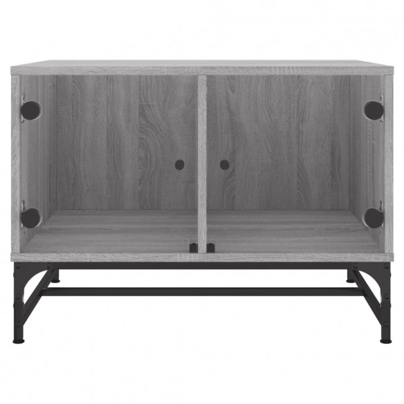 Table basse avec portes en verre sonoma gris 68,5x50x50 cm