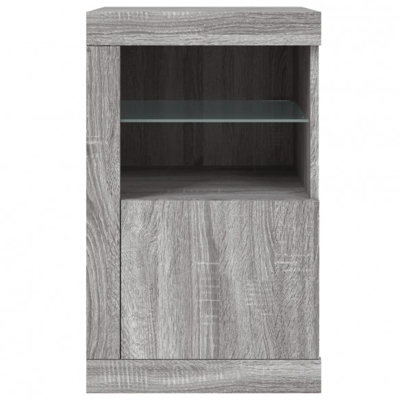 Armoire latérale et lumières LED sonoma gris bois d'ingénierie