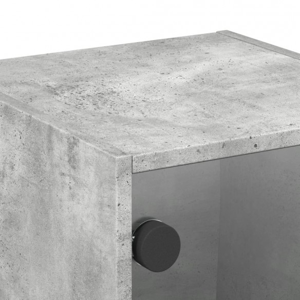 Tables de chevet et portes vitrées 2 pcs gris béton 35x37x35 cm